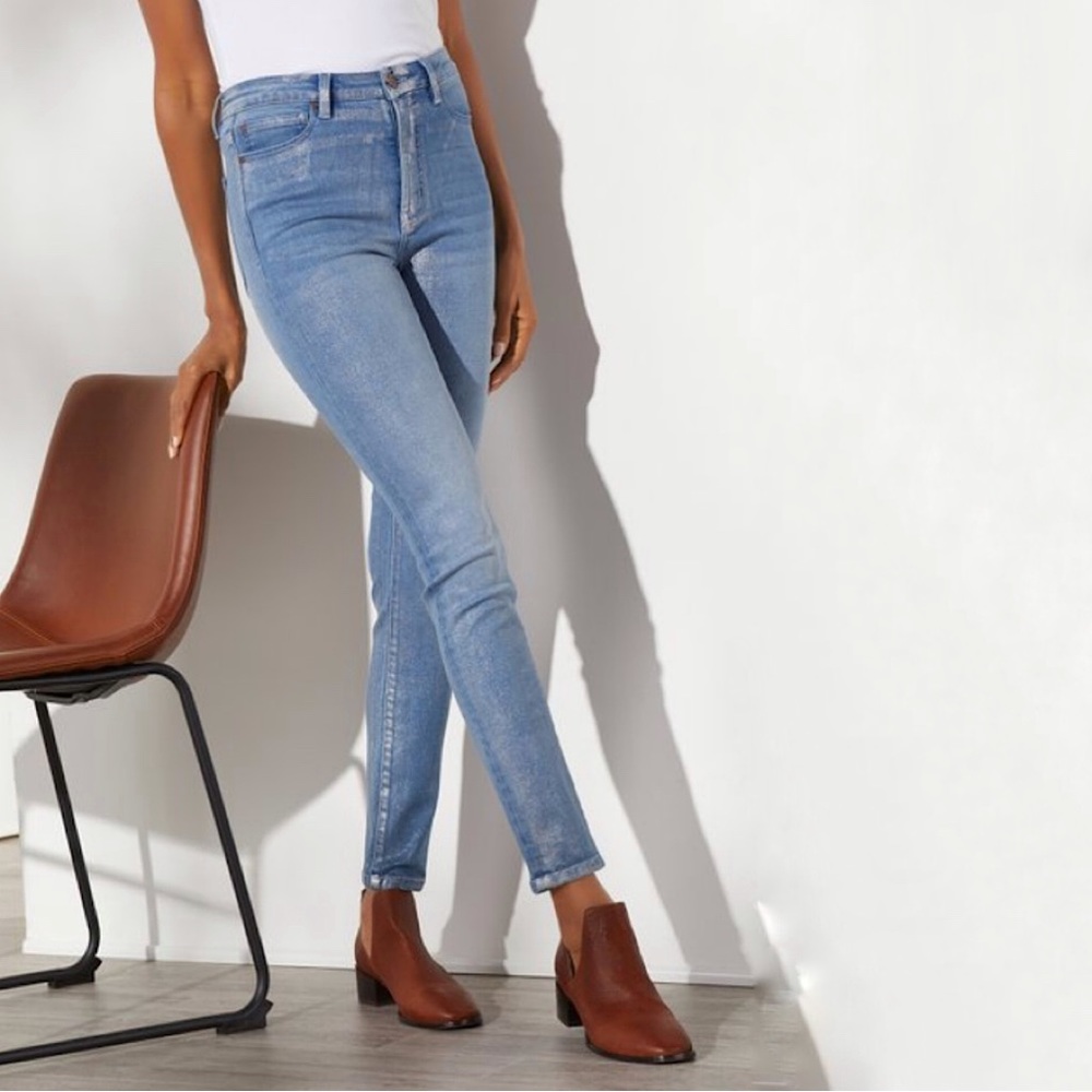 Soft Surroundings The Ultimate Denim High Rise Shimmer Skinny Jeans Size 8